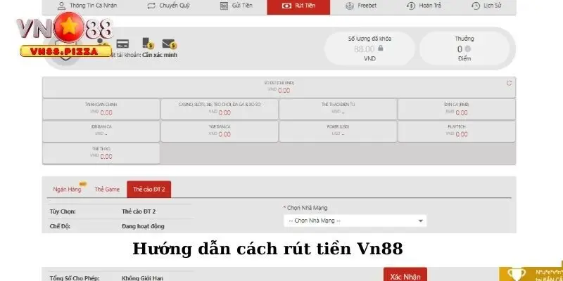 Hướng dẫn cách Rút tiền Vn888